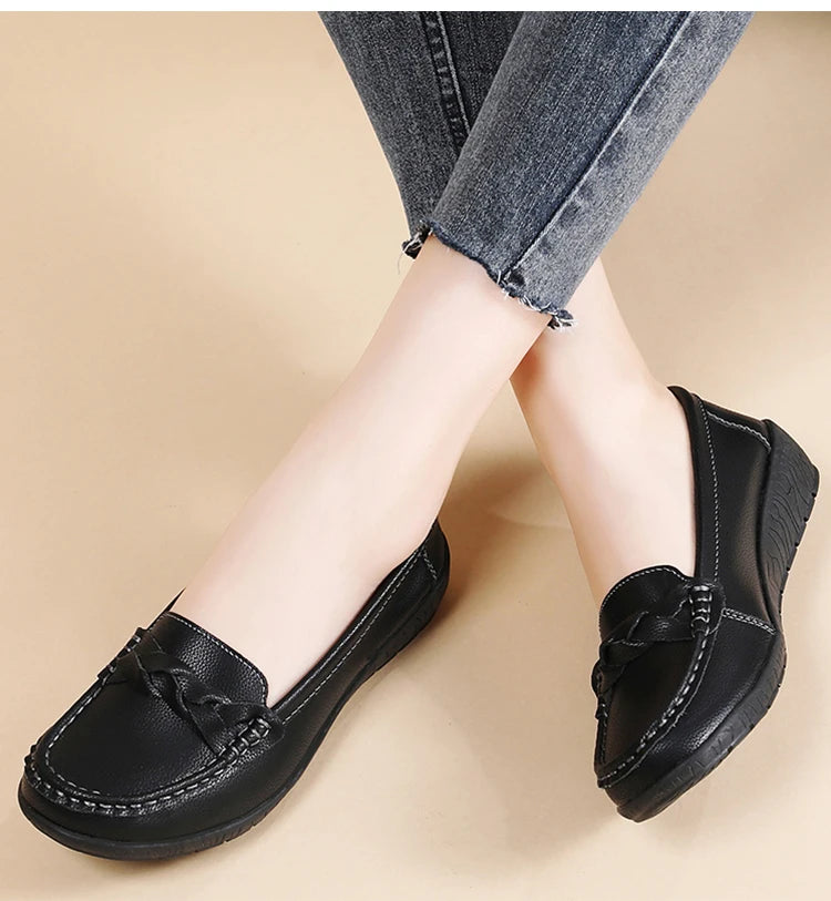 Women’s 2025 Loafers – Slip-On PU Flats, Comfortable Casual Shoes