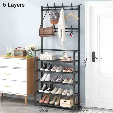 Multi-Layer Shoe and Hat Rack Household Multifunctional Shoes Racks Floor Standing Dormitory Floor Standing Sneaker Coat Cabinet