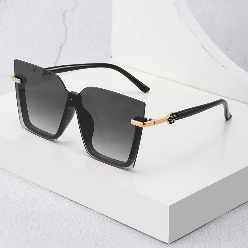 Women Men Sun Glasses, Streetwear Large Frame Eyewear, GogglesHollow Out Square One-piece Sunglasses, Women MenGlasses