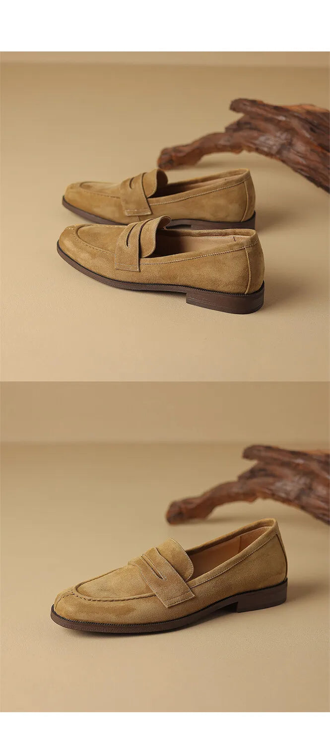 Women’s Kid Suede Slip-On Flats – Soft Sheepskin Insole | British Style Round-Toe Casual Boat Shoes