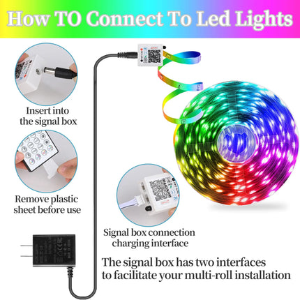 16ft/49ft/98ft/196ft Long LED Strip Lights - Color-Changing RGB Music Sync LED Rope Lights With 44-Key Remote And Phone App Cont