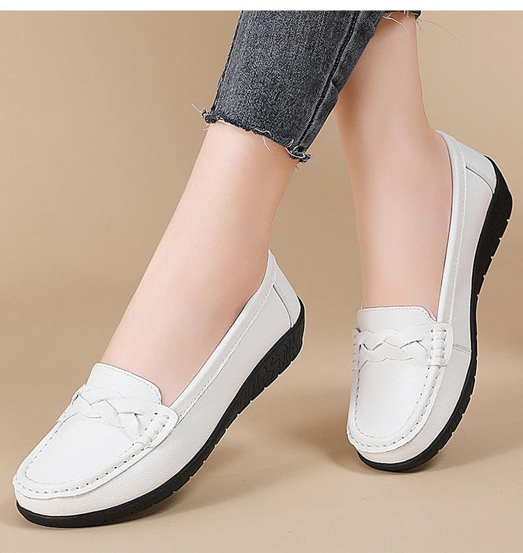 Women’s 2025 Loafers – Slip-On PU Flats, Comfortable Casual Shoes