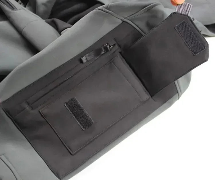 Men’s Military Patchwork Jacket – Winter Travel, Hooded Zipper Coat