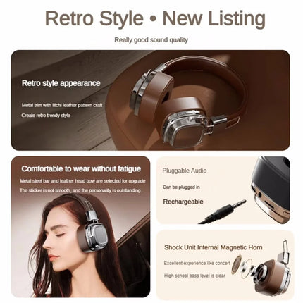 2025 New Retro On Ear Headphones Wireless Bluetooth Headsets DJ Stereo Sounds Bluetooth 5.3 Foldable Headset Gamer Choice