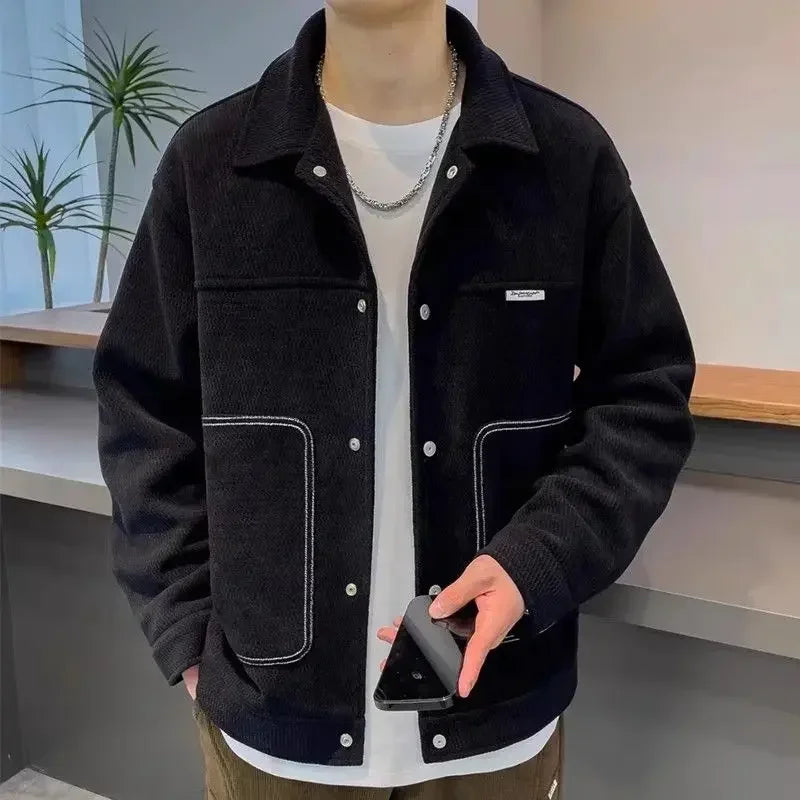 Men’s Casual Jacket – Autumn/Winter 2025, Single Breasted Turn-Down Collar