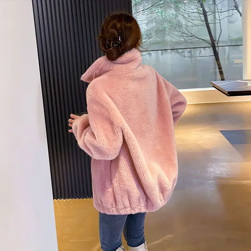 Women’s Casual Jacket – Autumn/Winter 2024, Stand Collar Zipper Coat